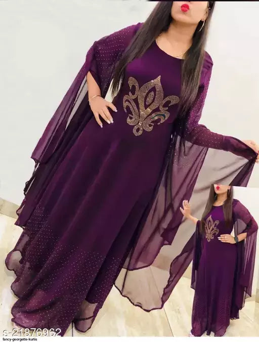 Fancy Women's Faux Georgette Anarkali Kurti