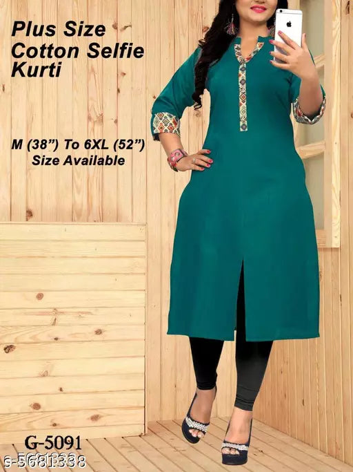 Women's Solid Cotton Kurti