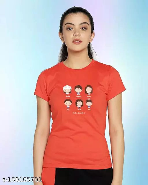 Vivient Red Chibbi  Friends printed top for women and girls  Tops & Tunics