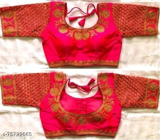 Mangalam work designer silk blouse with gold zari embroidered butti by  vaidik