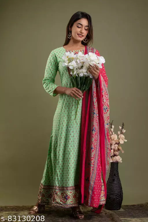Mialo fashion anarkali kurta with full length dupatta