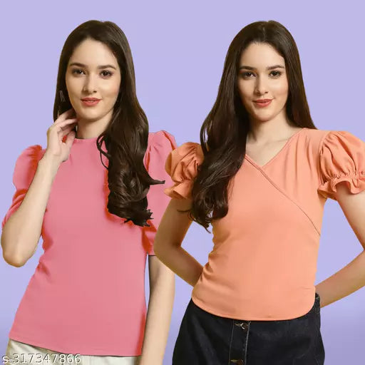 Clasic Casual Fashion Forward Women's Top - Pack of 2