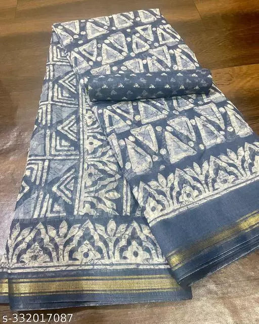TRIO PRINTED COTTON BLENDED SAREE