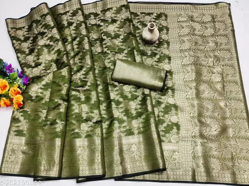 Morpich Fashion Top Dyed Organza Silk Saree
