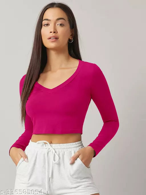 Western Printed V_ Neck Crop Top