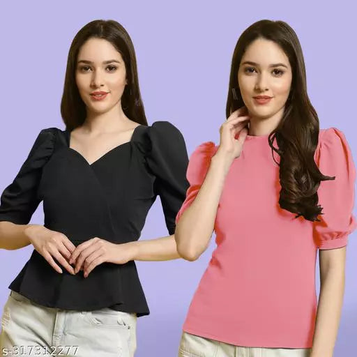 Clasic Casual Fashion Forward Women's Top - Pack of 2