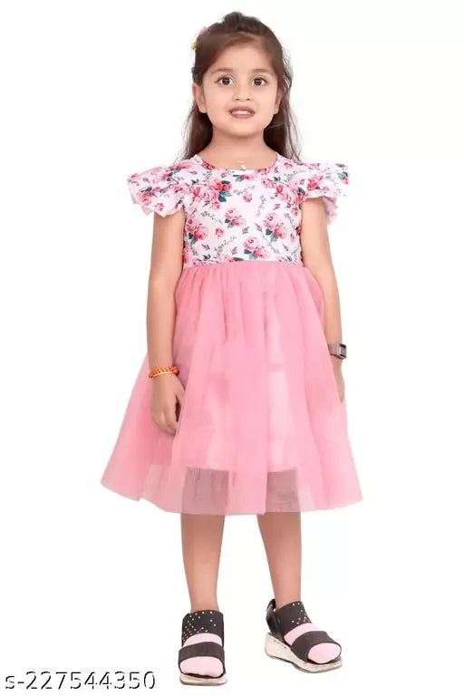 Toddler Girls Floral Print Butterfly Sleeve Combo Dress