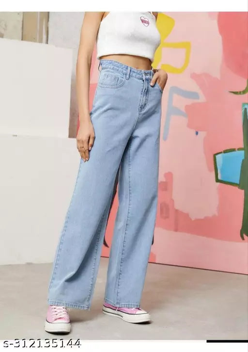SAANU'S FASHION - STYLISH WIDE LEG DENIM JEANS FOR GIRLS & WOMEN