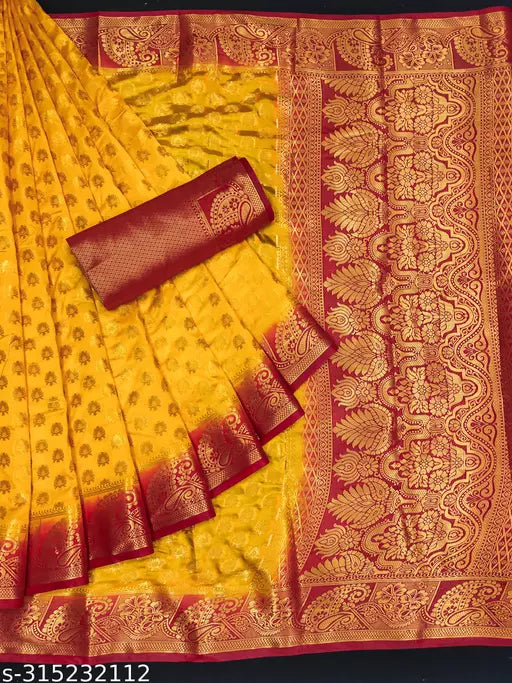 Morpich Fashion  Nylon Banarasi Silk Same Border Saree