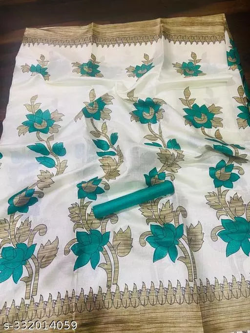 LIGHT WEIGHT FLORAL PRINTED KHADI SILK BLENDED SAREE