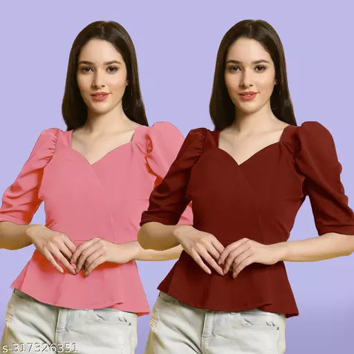 Clasic Casual Fashion Forward Women's Top - Pack of 2