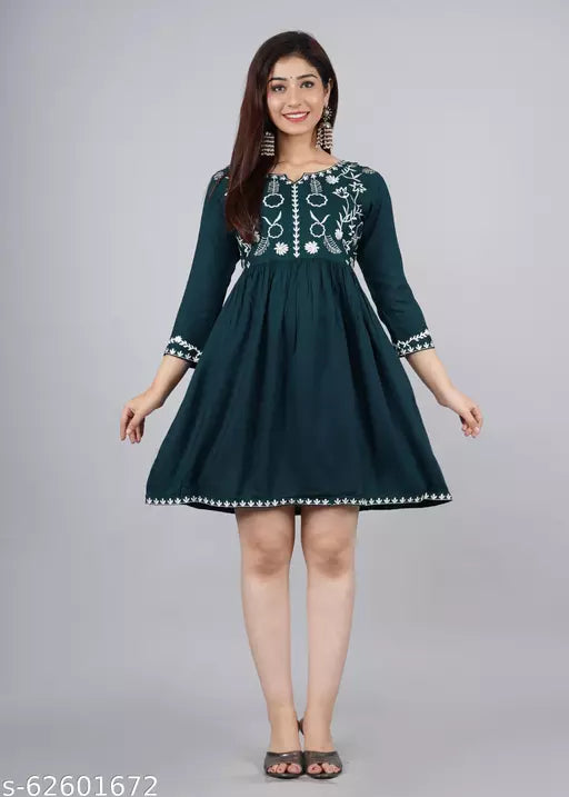 Shree Ganesh Fashion Presents Red Colored Embrodered 3/4 Sleeves wonderful Dress for Women