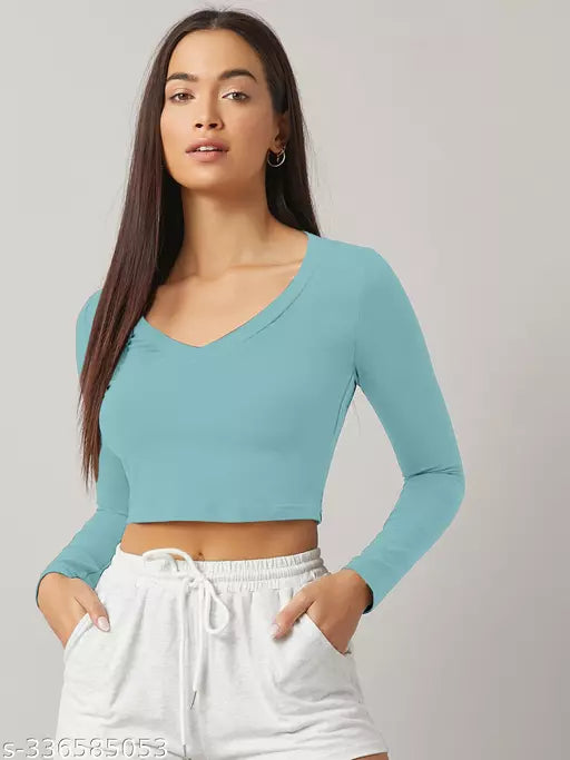 Western Printed V_ Neck Crop Top
