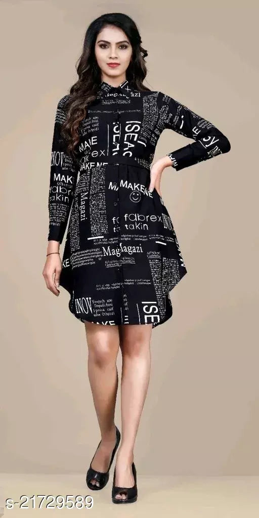 BPT Poly Crepe Paper Print Trendy Shirt