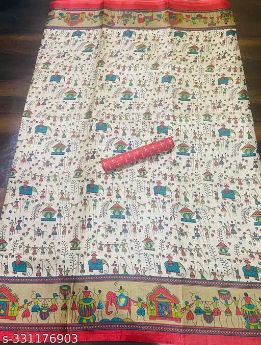WARLI PRINT KHAADI SILK BLENDED SAREE
