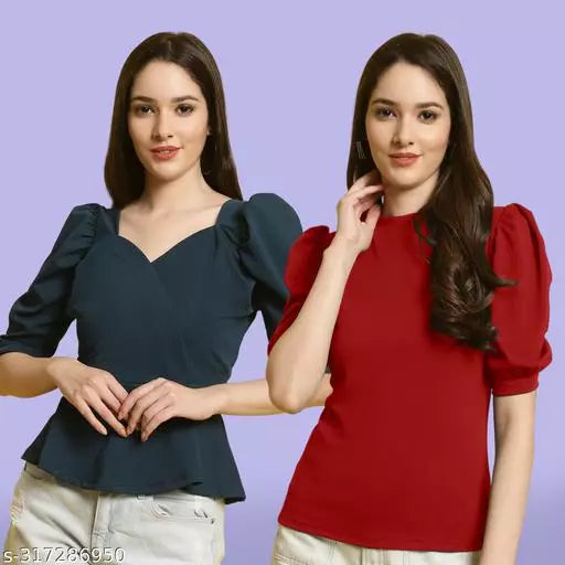 Clasic Casual Fashion Forward Women's Top - Pack of 2