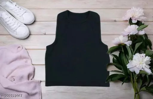 Women's Solid Cotton Rib Knit Crop Tank Top