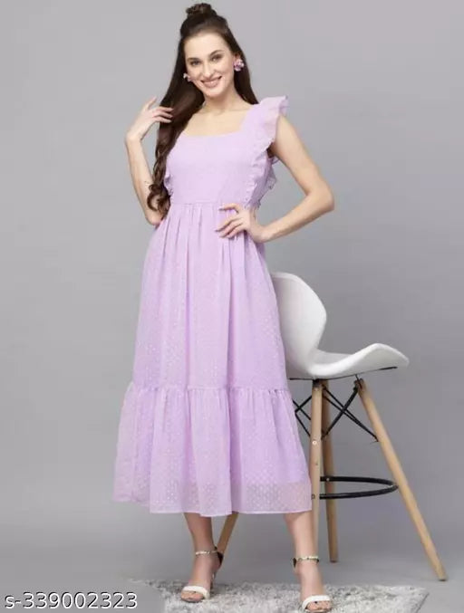 Trendy Georgette Butta Dress For Girls Womens