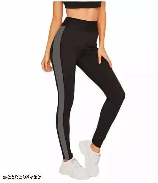 VK TOPS Women's Pack of 1 Black Solid Tights -Activewear