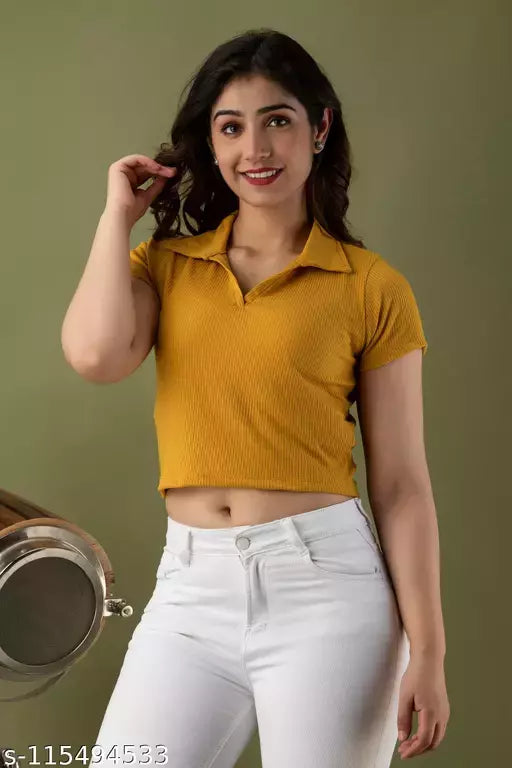 Mialo fashion ribbed polo neck top.
