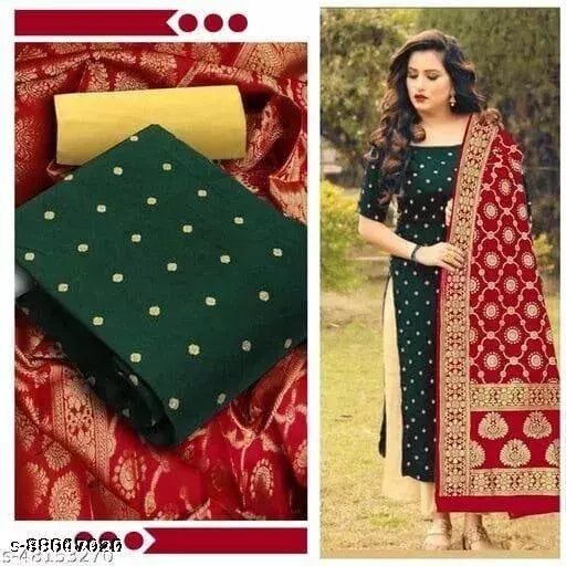 New Banarasi Silk Dress Material With Dupattas
