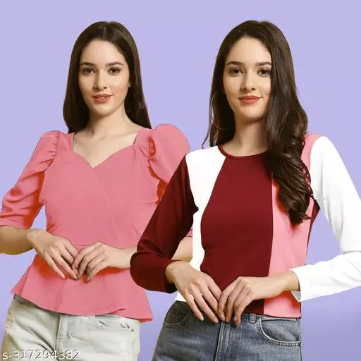 Clasic Casual Fashion Forward Women's Tops - Pack of 2