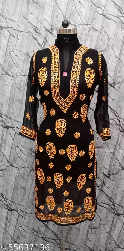 Georgette long rose kurti