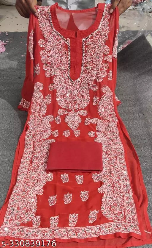 MIRROR CHIKANKARI KURTI WITH INNER