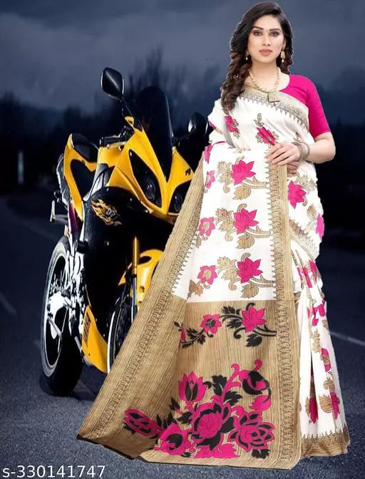 LIGHT WEIGHT SUPER DESIGNER ( KHAADI -COTTON BLEND MIX MATERIAL) SKIN FRIENDLY SAREE WITH UNSTICHED BLOUSE