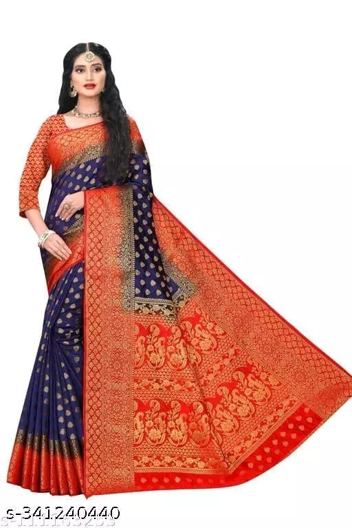Morpich Fashion   Nylon Banarasi Silk Same Border Saree