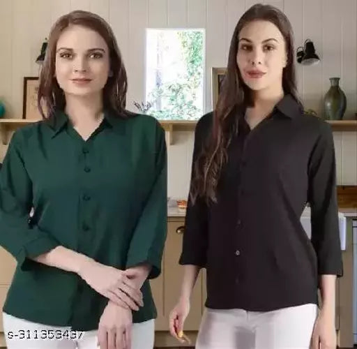 Stylish Solid Women Shirts Pack of 2