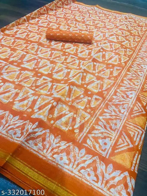 TRIO PRINTED COTTON BLENDED SAREE