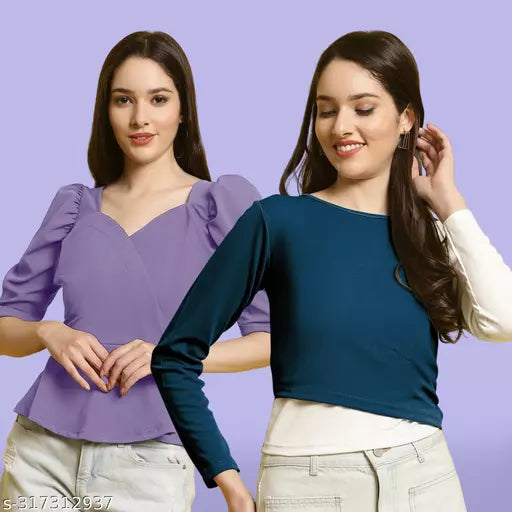 Clasic Casual Fashion Forward Women's Top - Pack of 2