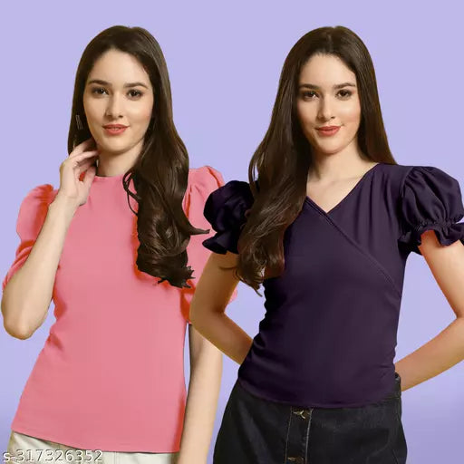 Clasic Casual Fashion Forward Women's Top - Pack of 2
