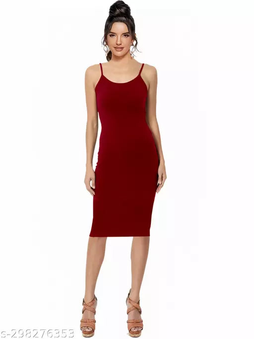 Bodycon Maroon Dress For Woman