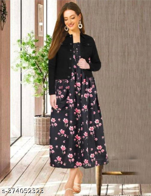 Black multicolour dress & black jacket
