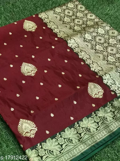 BANARASI SATIN SILK EMBROIDERY SAREE
