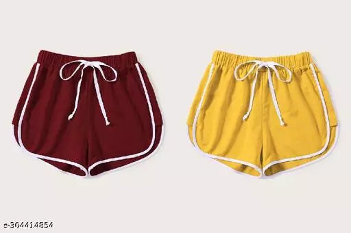 Vivient Women Maroon and Mustard Short Combo