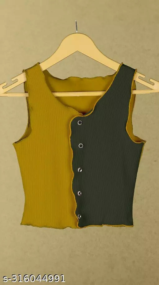 Women's Solid Cotton Rib Knit Crop Tank Top