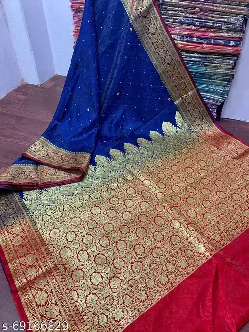 Banarasi Handloom Satin Tanchui Saree With Stone Work