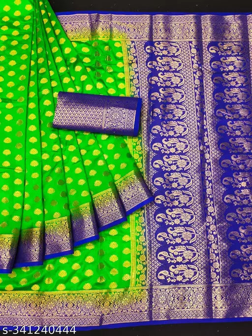 Morpich Fashion   Nylon Banarasi Silk Same Border Saree