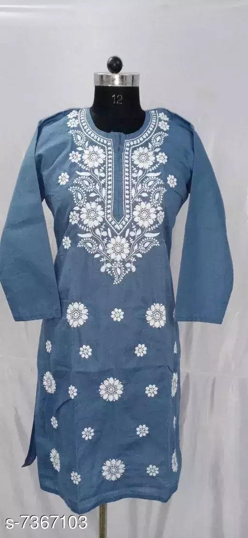 Embroidered Cotton Gol Boota Long Comp. Kurti