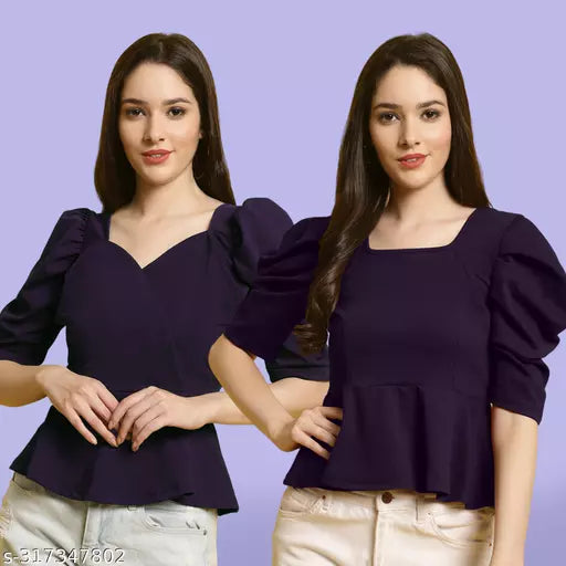 Clasic Casual Fashion Forward Women's Top - Pack of 2