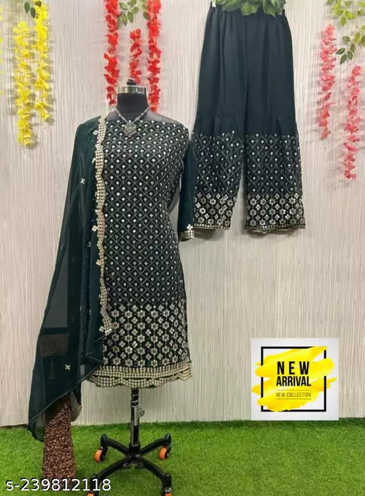 Aagyeyi Sensational Salwar Suits & Dress Materials Georgette 9mm Heavy sequence Work Wear Suit Like Party Wear Garara suit