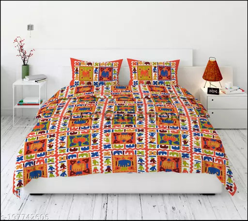 Jaipuri Pure Cotton Double Queen Bedsheet With 2 Pillow Covers