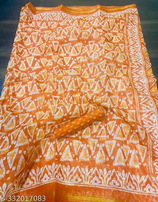 TRIO PRINTED COTTON BLENDED SAREE