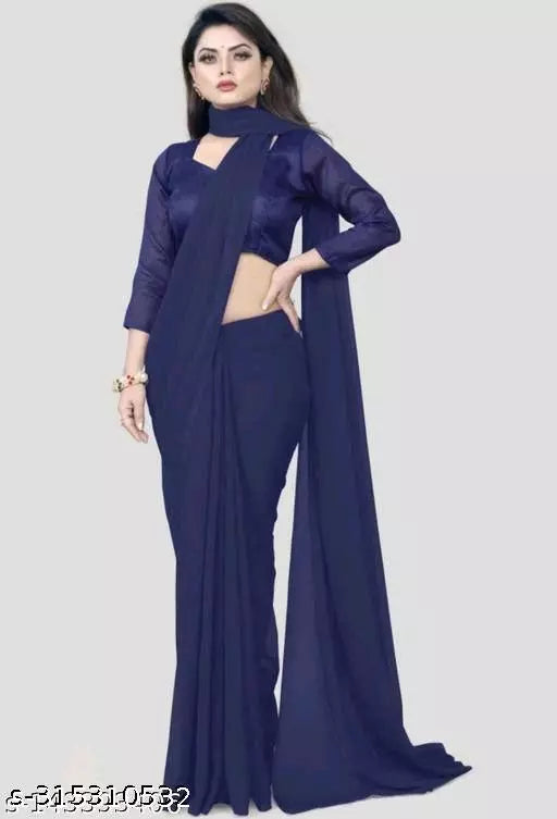 Fancy Party Wear Sarees nevy blue Colour Sarees with  BY Kraddle