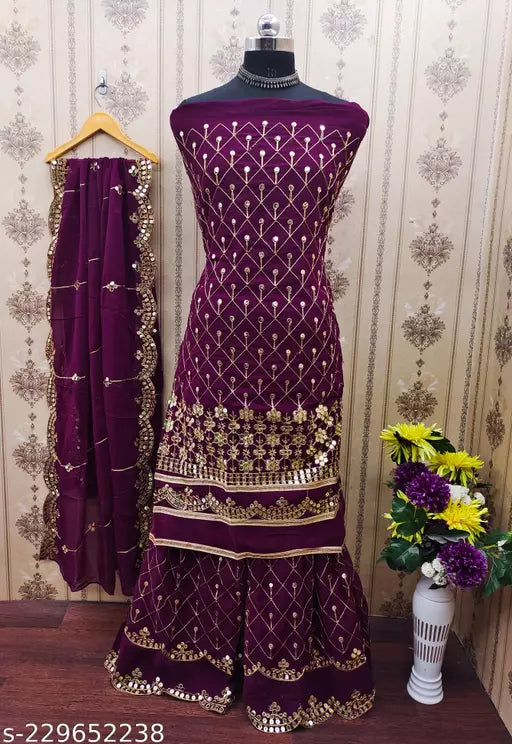 Georgette 9mm Heavy sequence Work Wear Suit Like Party Wear Garara suit