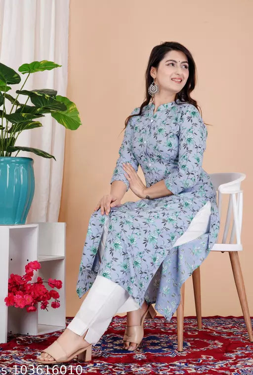 Women Fit and Flare Peach Short Kurti