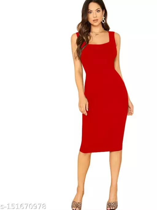 Sleeveless Red Dress For Woman